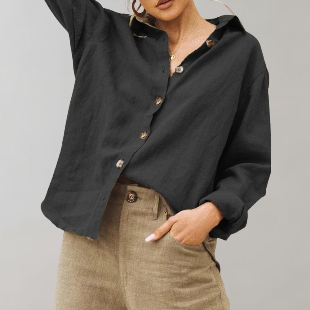 ELLA – Vintage Lniana Bluzka Damska – Lekka – Naturalna – Stylowa