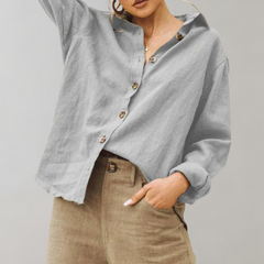 ELLA – Vintage Lniana Bluzka Damska – Lekka – Naturalna – Stylowa
