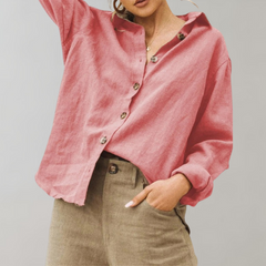 ELLA – Vintage Lniana Bluzka Damska – Lekka – Naturalna – Stylowa