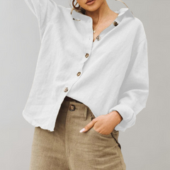 ELLA – Vintage Lniana Bluzka Damska – Lekka – Naturalna – Stylowa