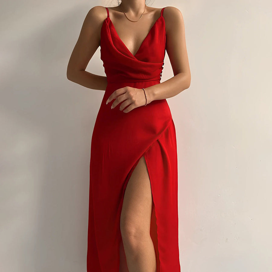 Anastasia - Elegancka sukienka bez rękawów - Odważne rozcięcie